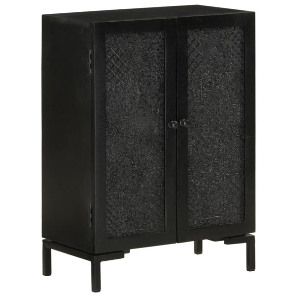 Schwarzes Mango Massivholz Sideboard 55cm