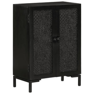 Schwarzes Mango Massivholz Sideboard 55cm