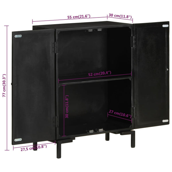Schwarzes Mango Massivholz Sideboard 55cm