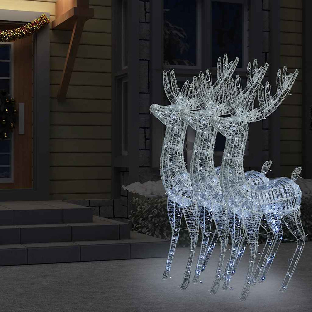 vidaXL XXL Reindeer Christmas Decoration Acrylic 250 LED 3 pcs. 180 cm