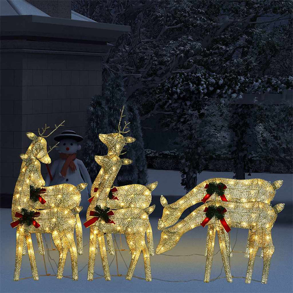 vidaXL LED Reindeer 6 pcs. Golden Warm White Mesh