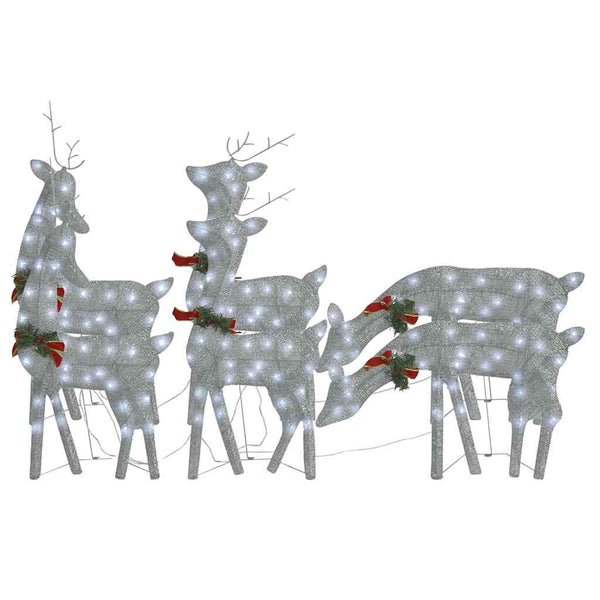 vidaXL LED Reindeer 6 pcs. Silver Cool White Mesh