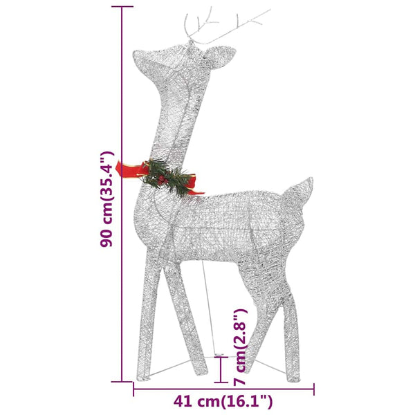 vidaXL LED Reindeer 6 pcs. Silver Cool White Mesh