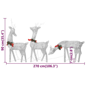 vidaXL LED Reindeer 6 pcs. Silver Cool White Mesh