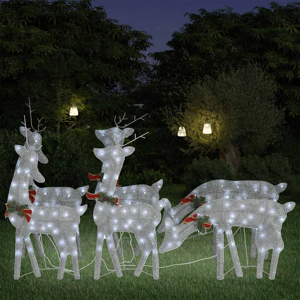 vidaXL LED Reindeer 6 pcs. Silver Cool White Mesh