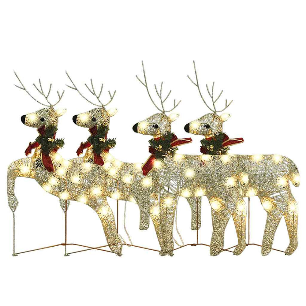 vidaXL LED Reindeer 4 pcs Golden 80 LEDs