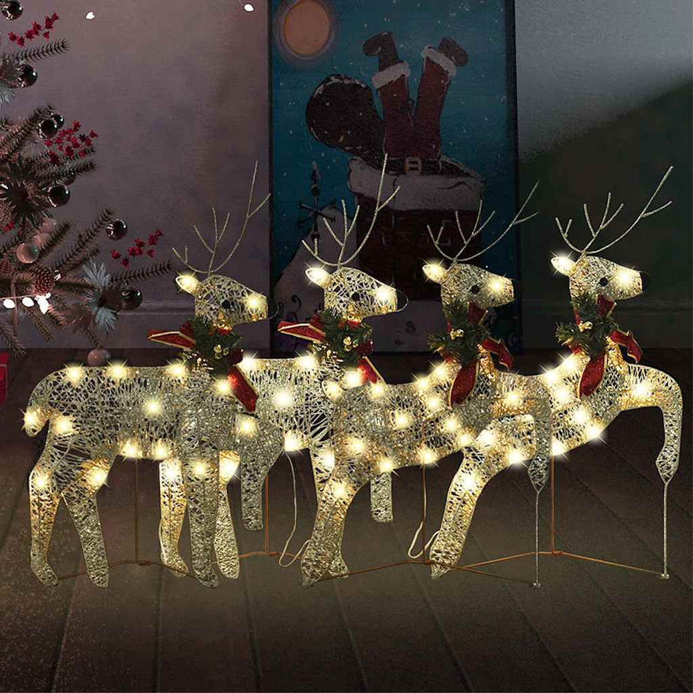 vidaXL LED Reindeer 4 pcs Golden 80 LEDs