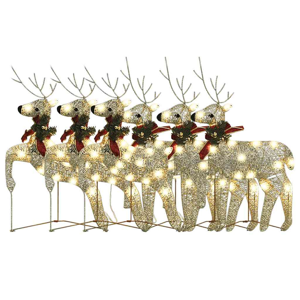 vidaXL LED Reindeer 6 pcs. Golden 120 LEDs
