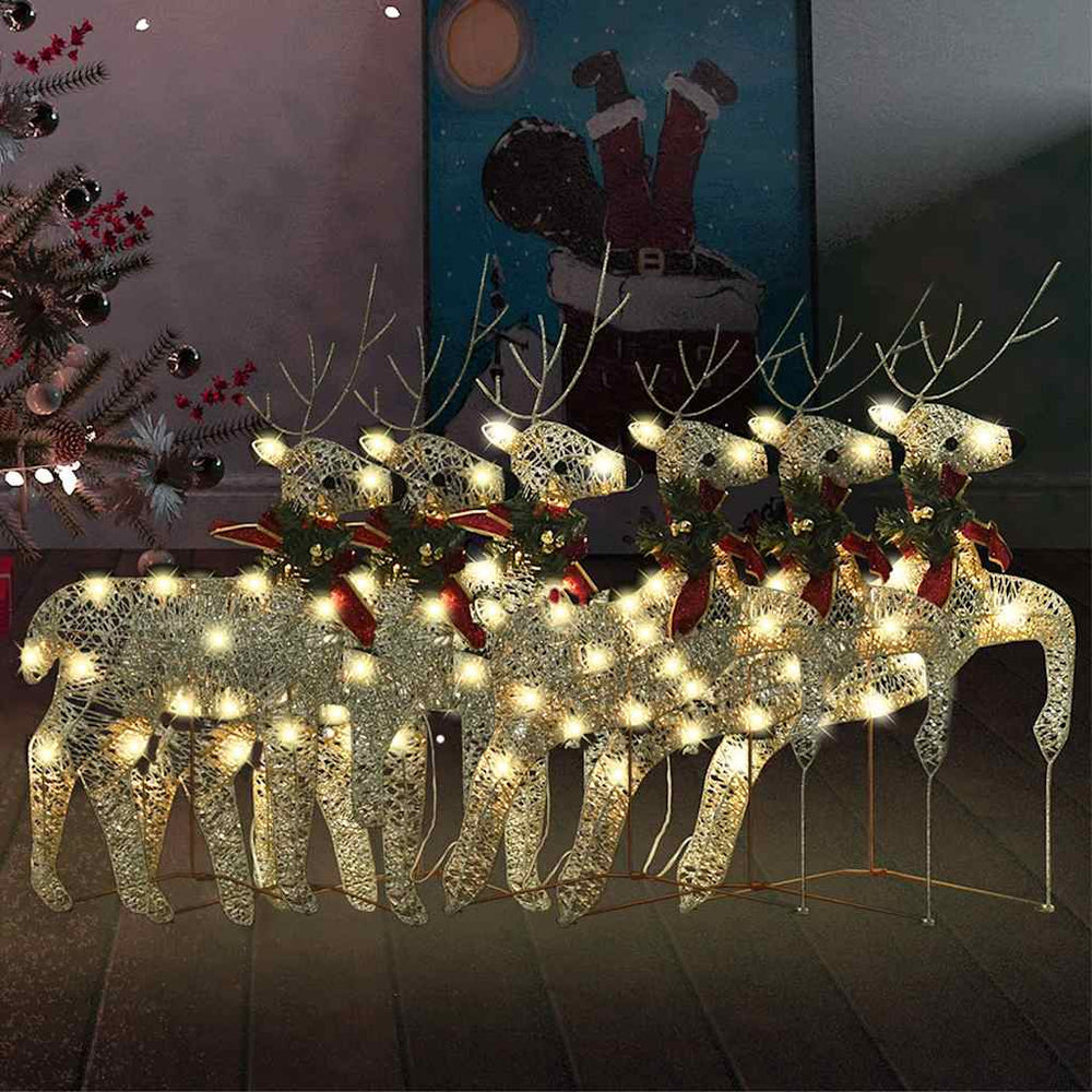 vidaXL LED Reindeer 6 pcs. Golden 120 LEDs