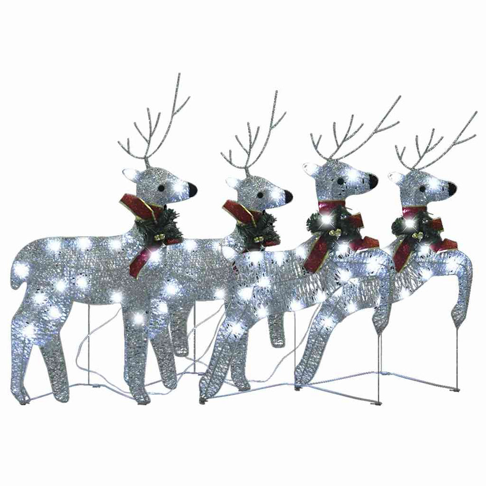 vidaXL LED Reindeer 4 pcs. Silver 80 LEDs