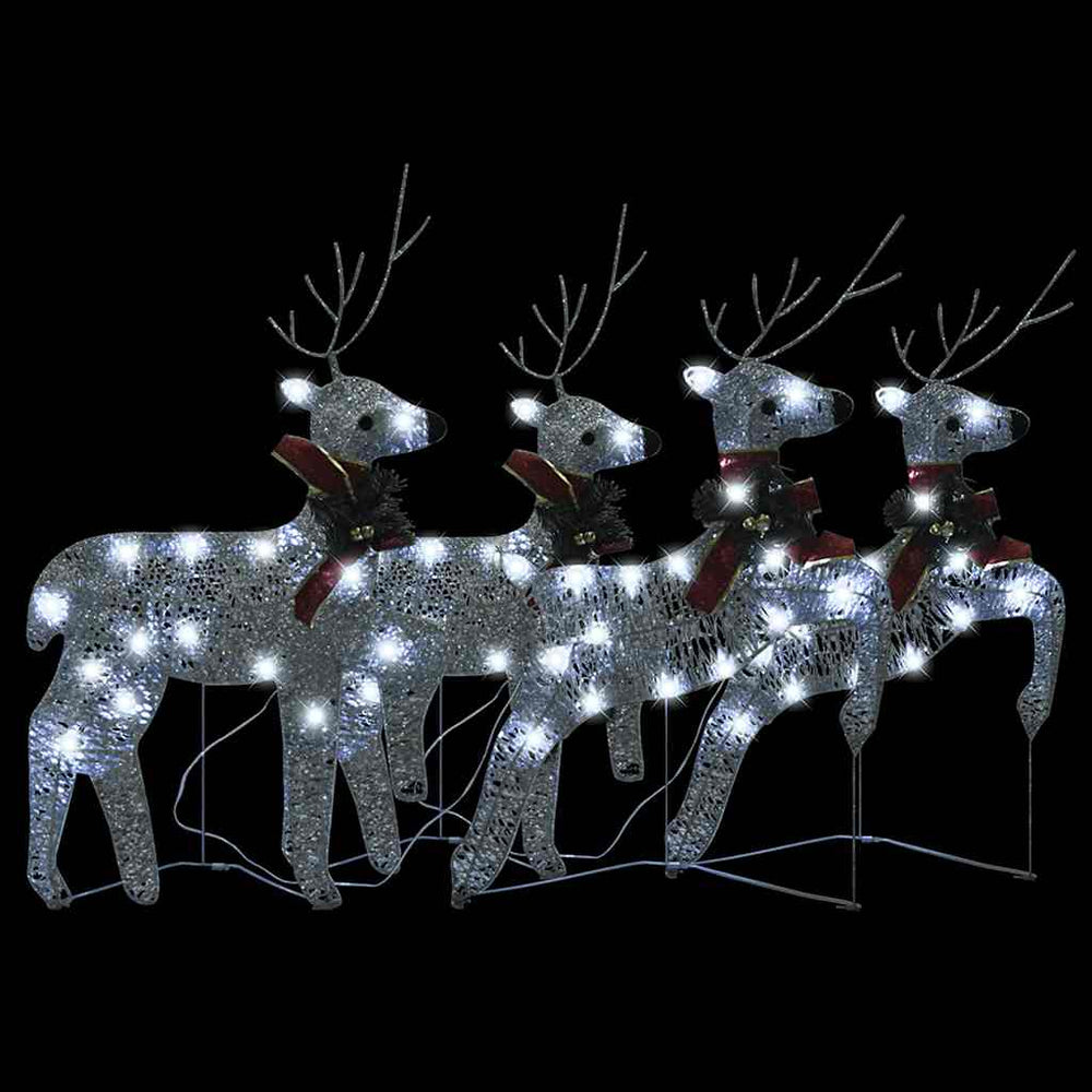 vidaXL LED Reindeer 4 pcs. Silver 80 LEDs