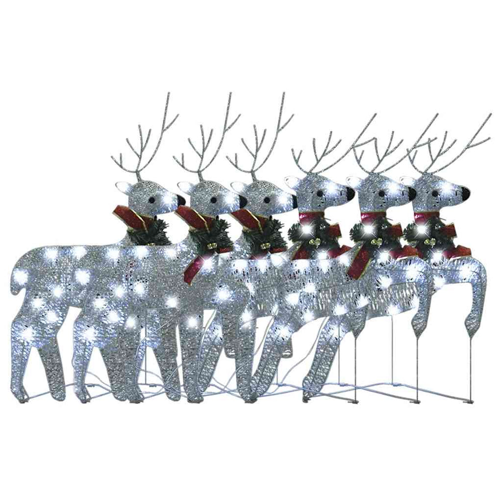 vidaXL LED Reindeer 6 pcs. Silver 120 LEDs