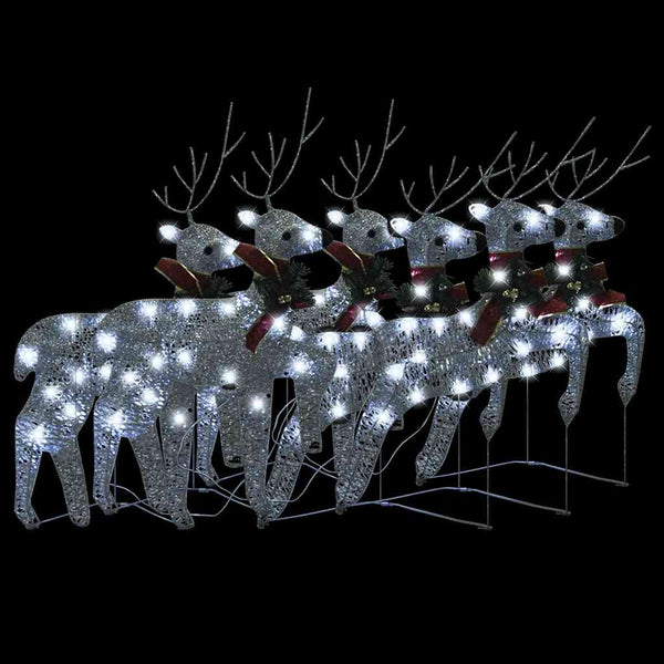 vidaXL LED Reindeer 6 pcs. Silver 120 LEDs