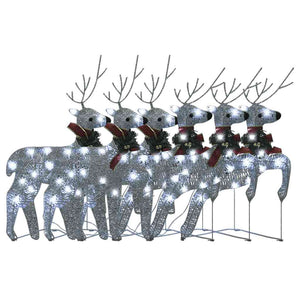 vidaXL LED Reindeer 6 pcs. Silver 120 LEDs