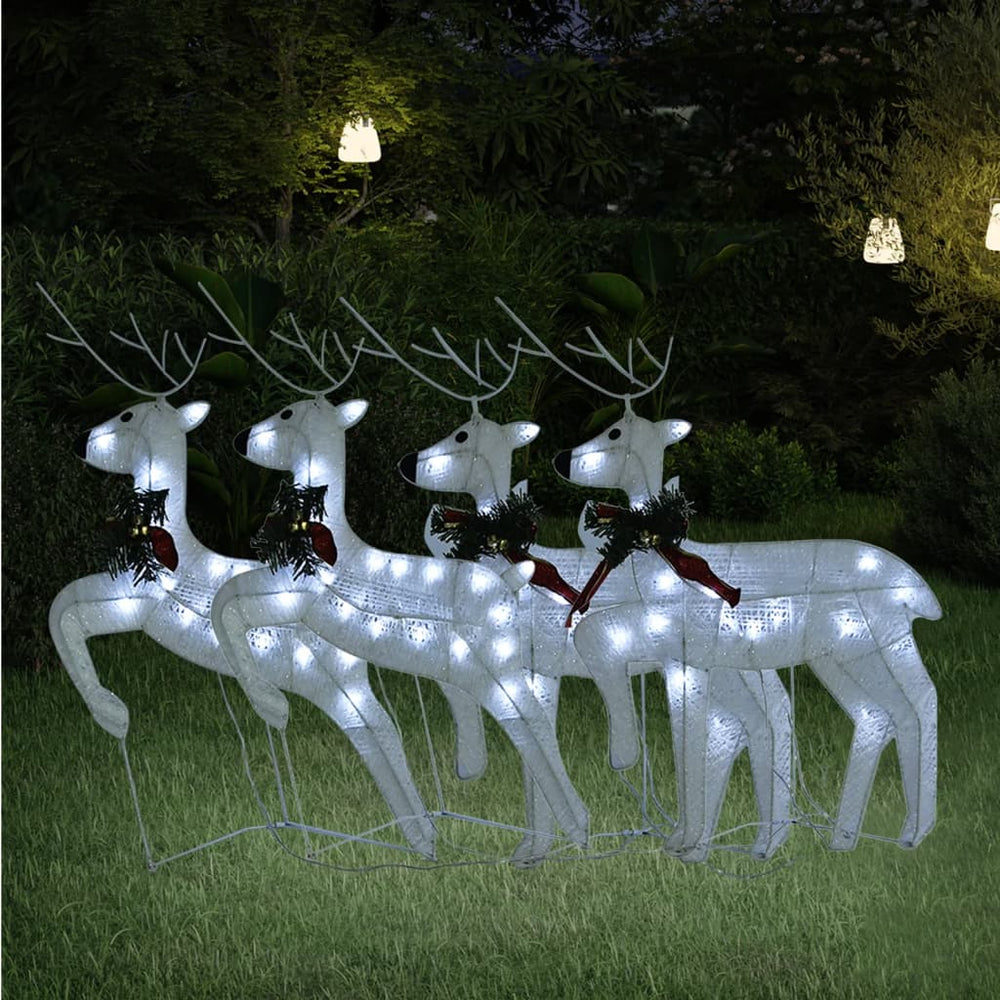 vidaXL LED Reindeer 4 pcs White 80 LEDs