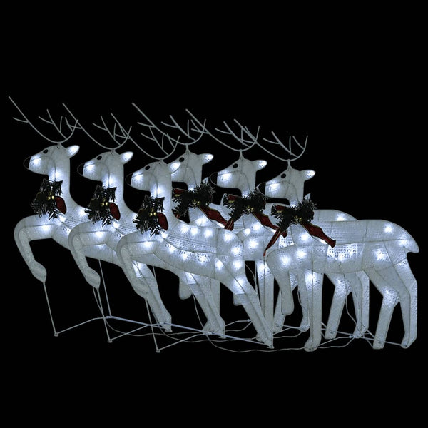vidaXL LED Reindeer 6 pcs. White 120 LEDs