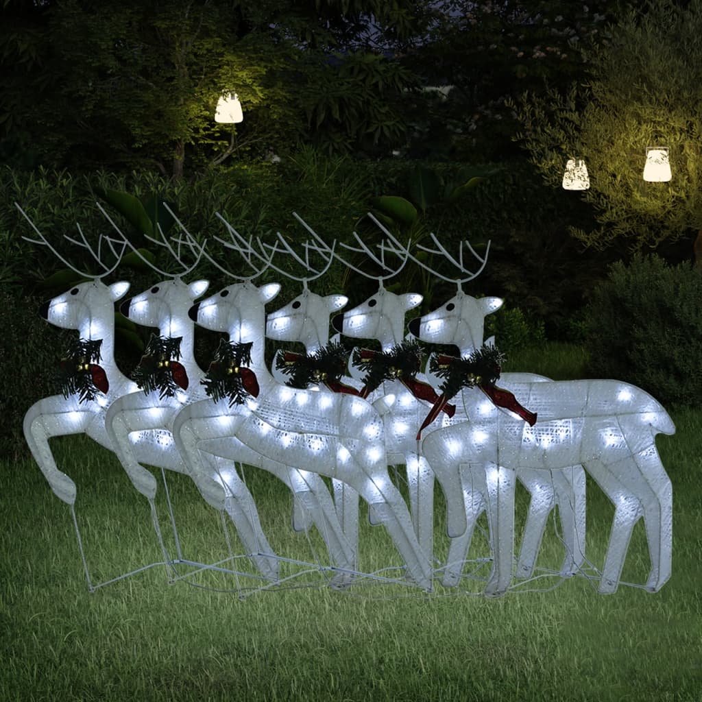 vidaXL LED Reindeer 6 pcs. White 120 LEDs