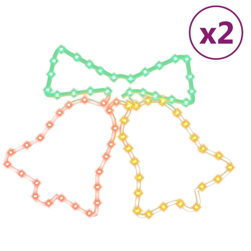 vidaXL 2 pcs LED Silhouettes Christmas Bells with 72 LEDs 50x56 cm