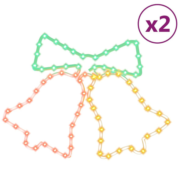 vidaXL 2 pcs LED Silhouettes Christmas Bells with 72 LEDs 50x56 cm