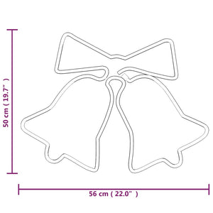vidaXL 2 pcs LED Silhouettes Christmas Bells with 72 LEDs 50x56 cm