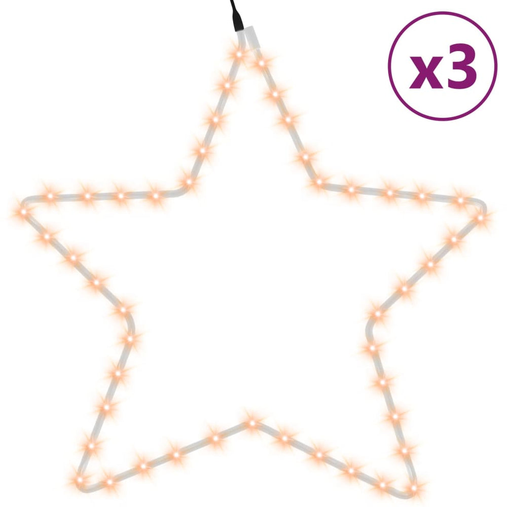 vidaXL LED Silhouette Stars 3 pcs. with 48 LEDs Warm White 56 cm
