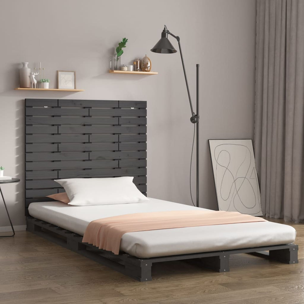 vidaXL Wall Headboard Grey 106x3x91.5 cm Solid Pine Wood