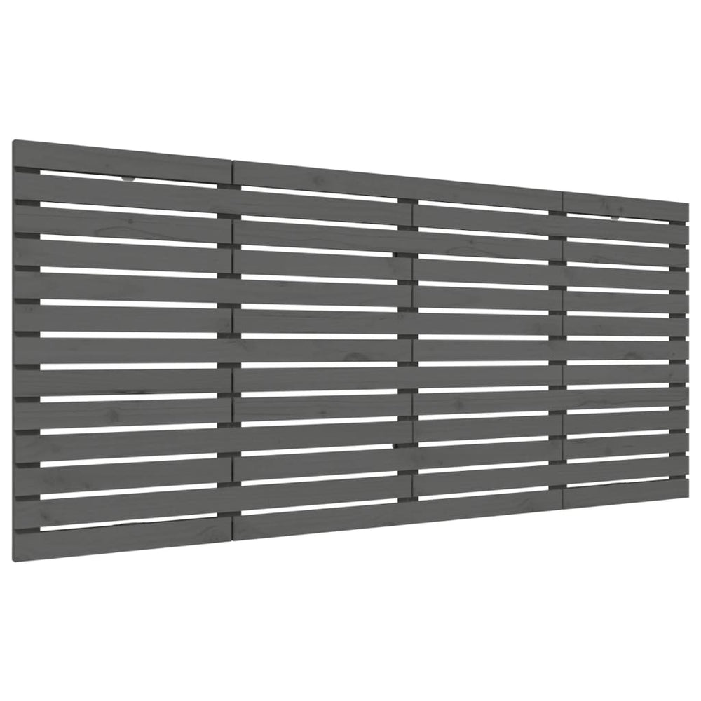 vidaXL Wall Headboard Gray 206x3x91.5 cm Solid Pine Wood