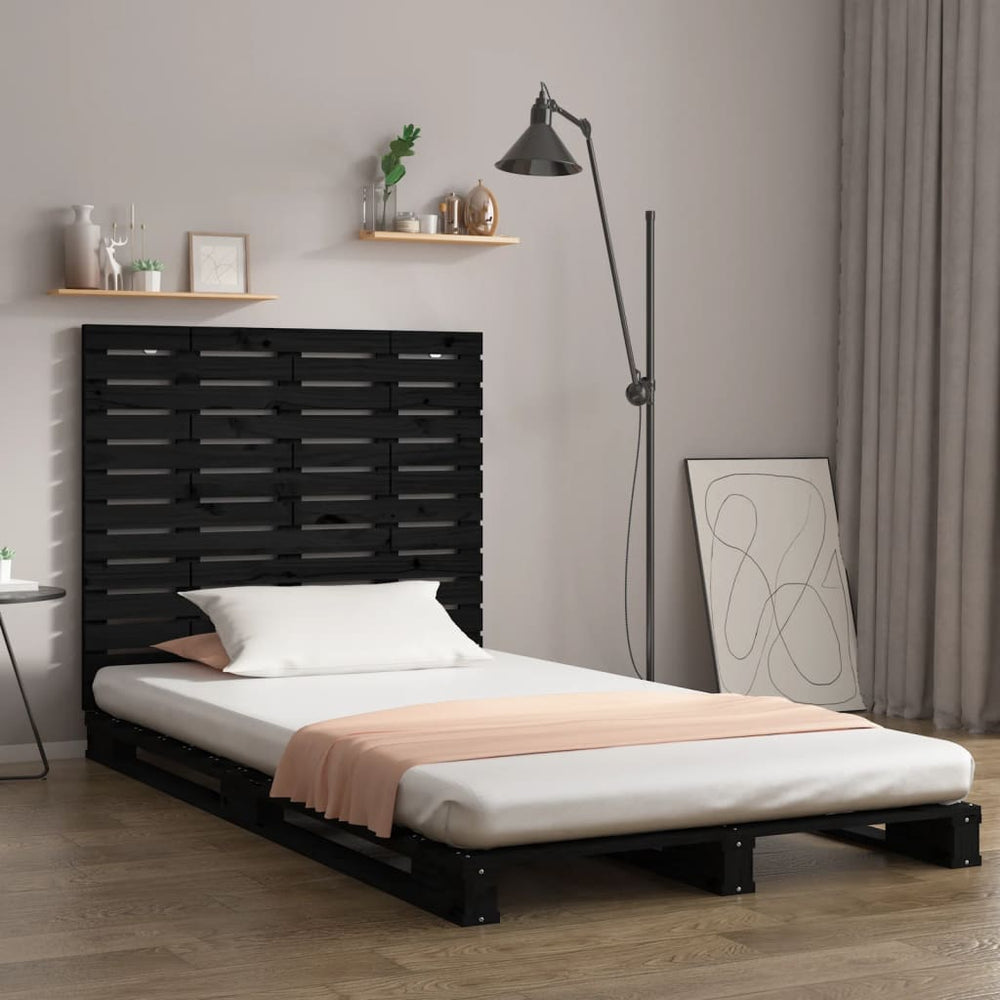 vidaXL Wall Headboard Black 126x3x91.5 cm Solid Pine Wood