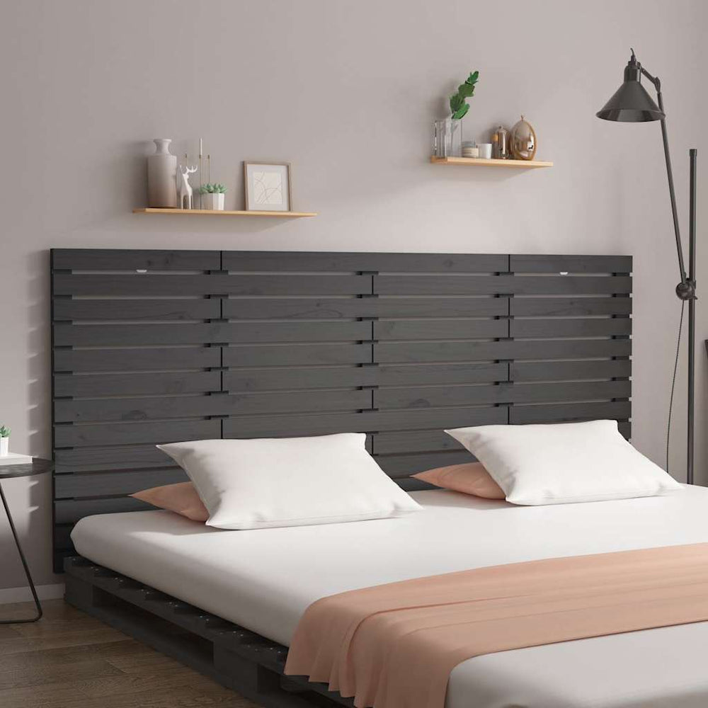 vidaXL Wall Headboard Grey 156x3x91.5 cm Solid Pine Wood