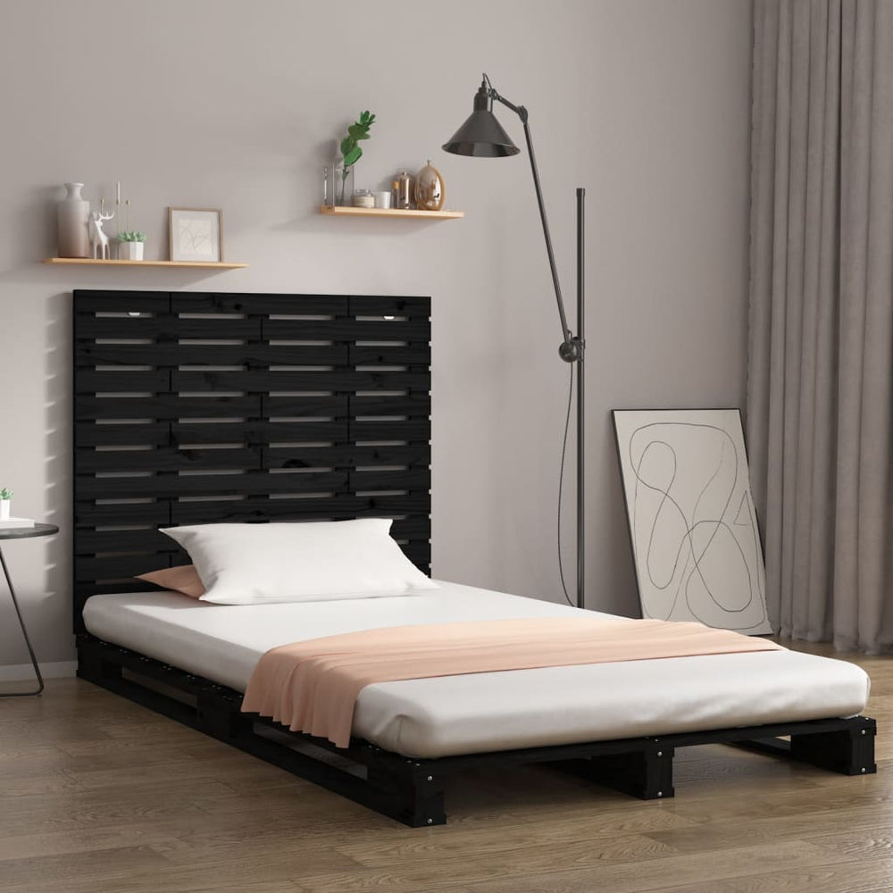 vidaXL Wall Headboard Black 141x3x91.5 cm Solid Pine Wood