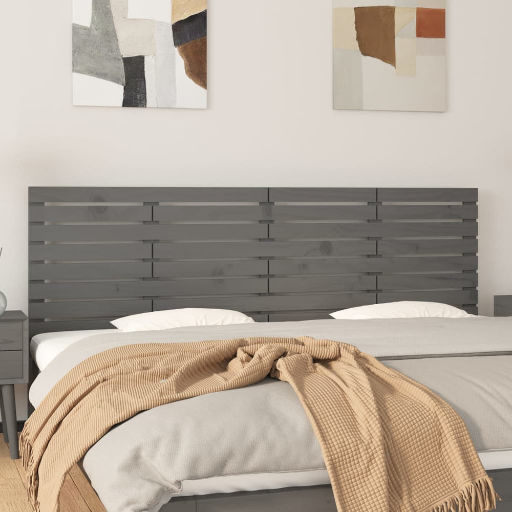 vidaXL Wall Headboard Grey 206x3x63 cm Solid Pine Wood