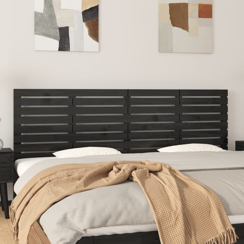 vidaXL Wall Headboard Black 166x3x63 cm Solid Pine Wood