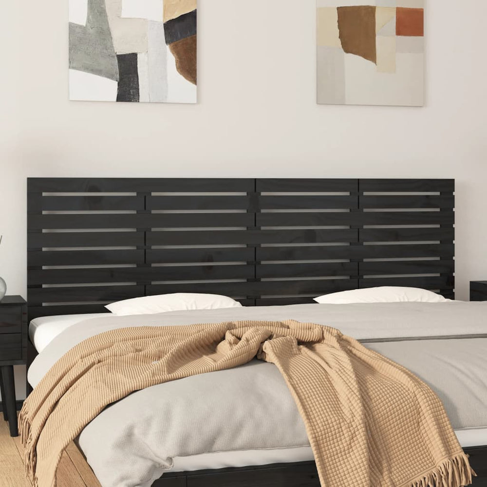 vidaXL Wall Headboard Black 186x3x63 cm Solid Pine Wood
