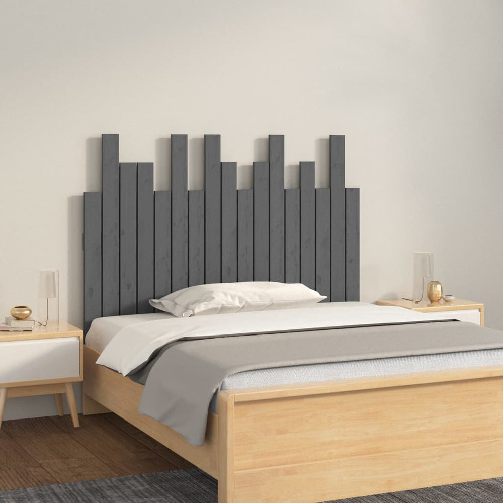 vidaXL Wall Headboard Grey 108x3x80 cm Solid Pine Wood