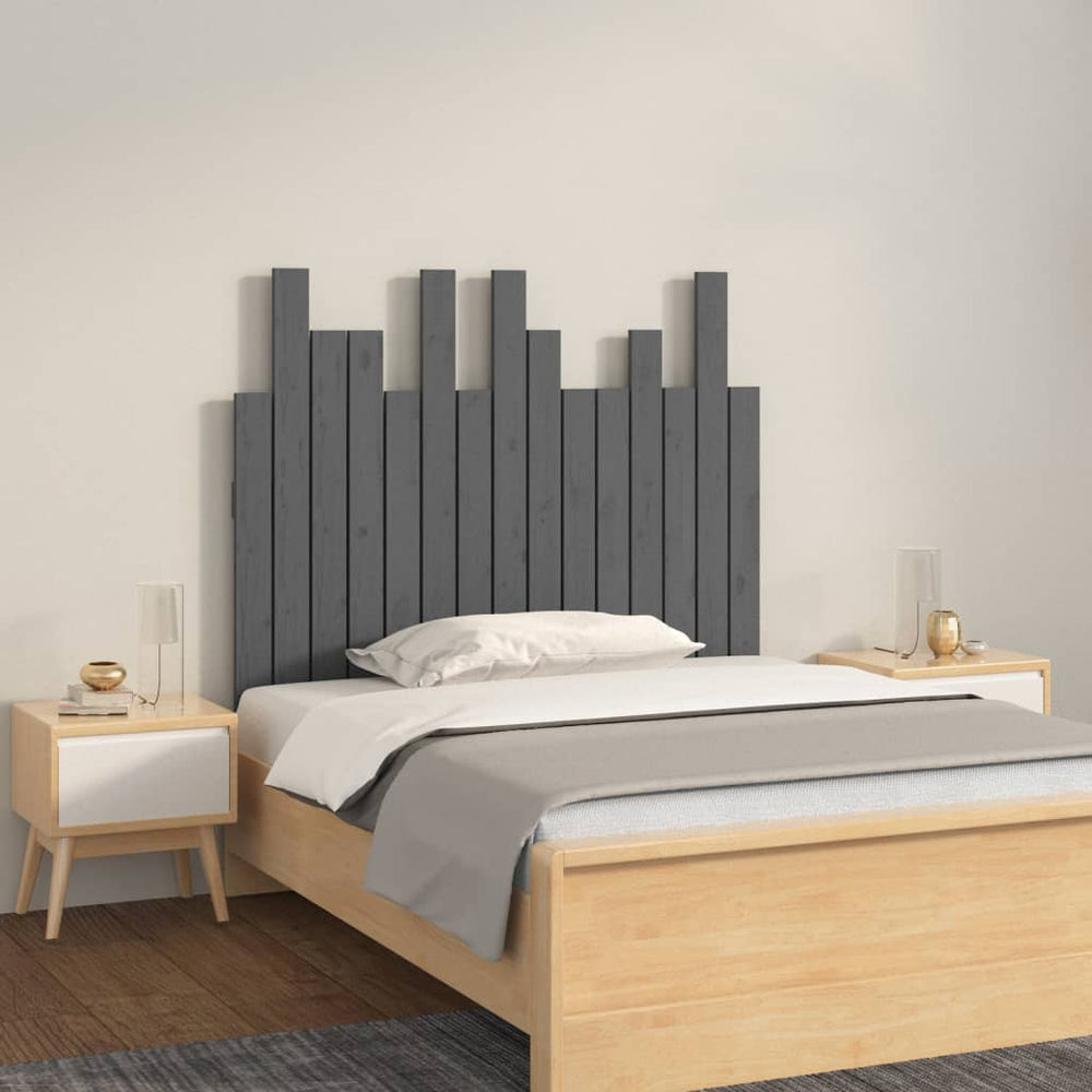 vidaXL Wall Headboard Grey 95.5x3x80 cm Solid Pine Wood
