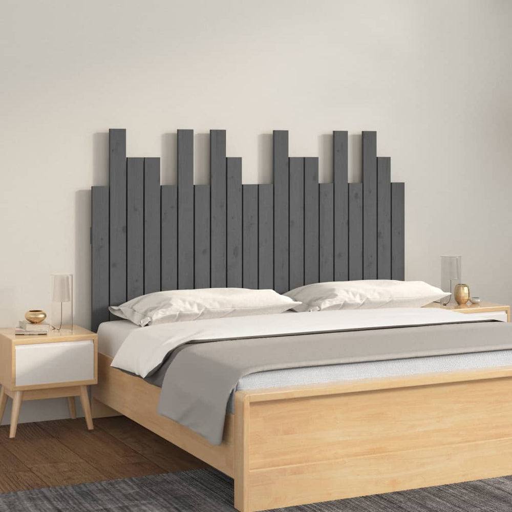 vidaXL Wall Headboard Grey 127.5x3x80 cm Solid Pine Wood