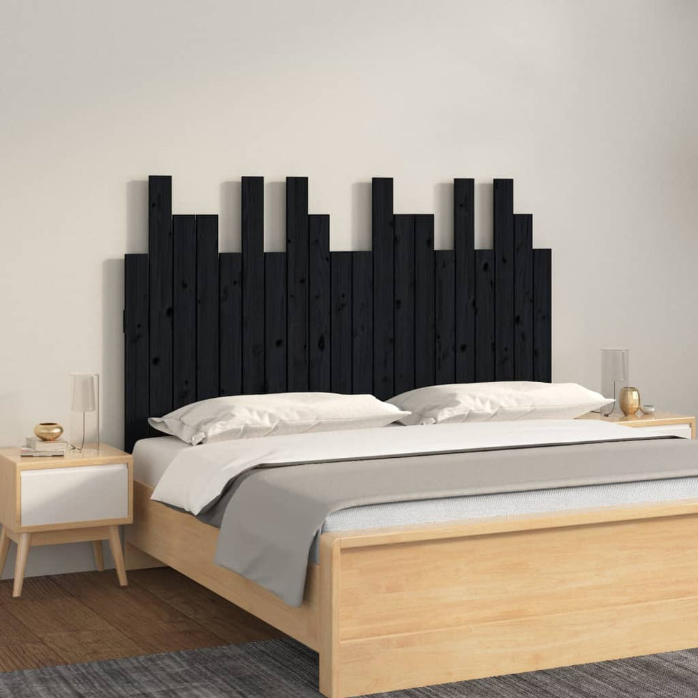 vidaXL Wall Headboard Black 127.5x3x80 cm Solid Pine Wood