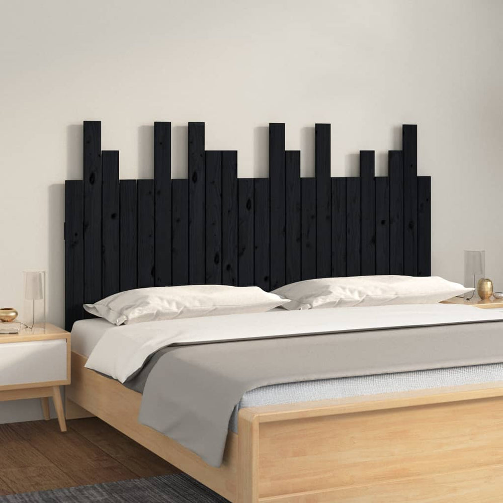 vidaXL Wall Headboard Black 146.5x3x80 cm Solid Pine Wood