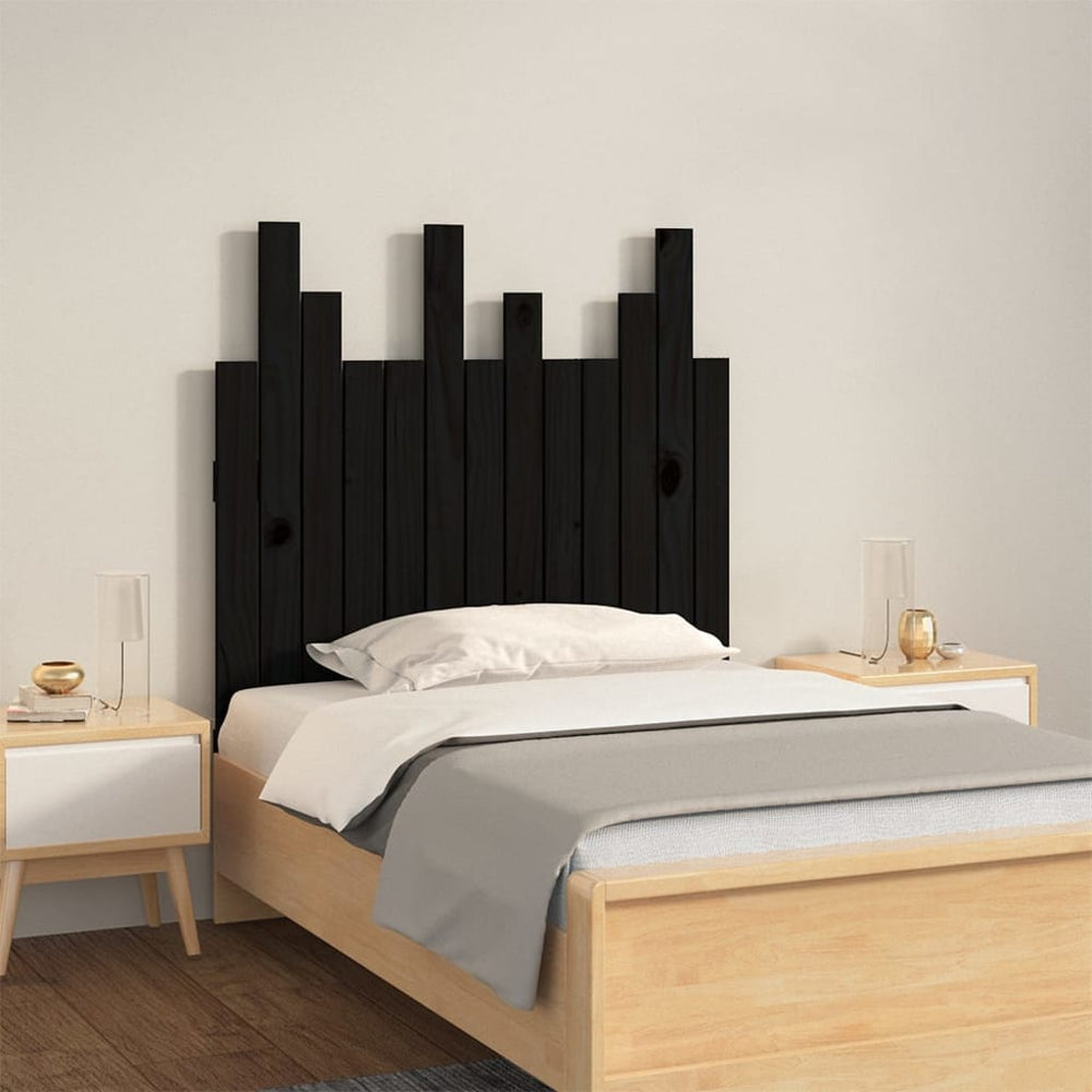 vidaXL Wall Headboard Black 82.5x3x80 cm Solid Pine Wood