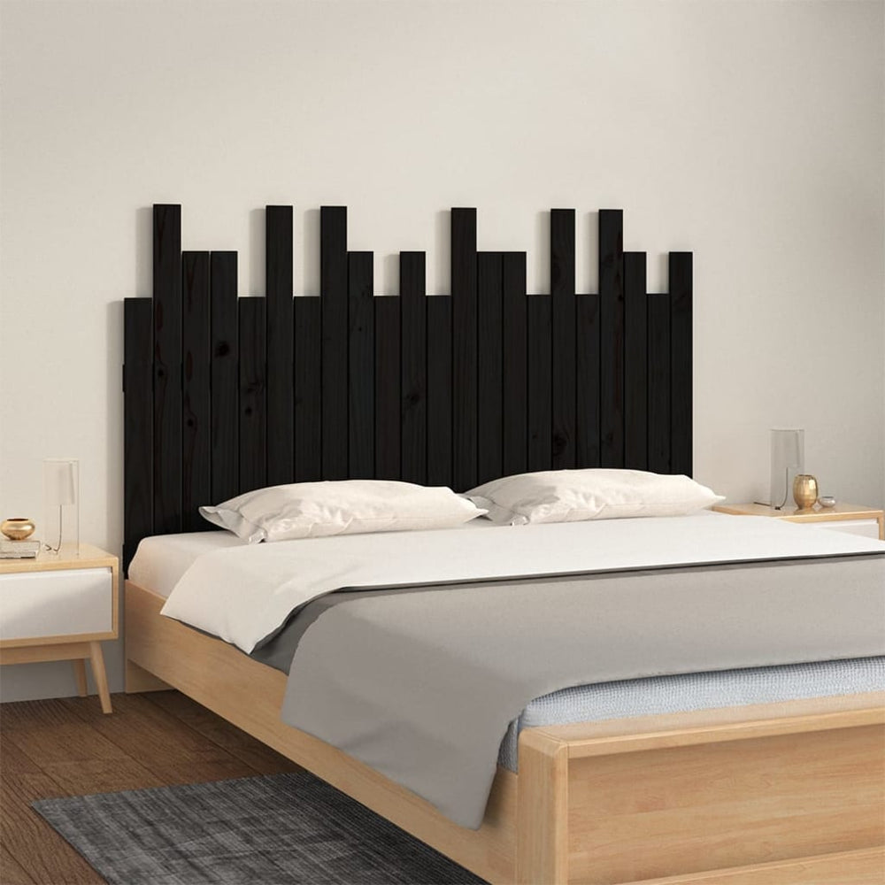 vidaXL Wall Headboard Black 140x3x80 cm Solid Pine Wood