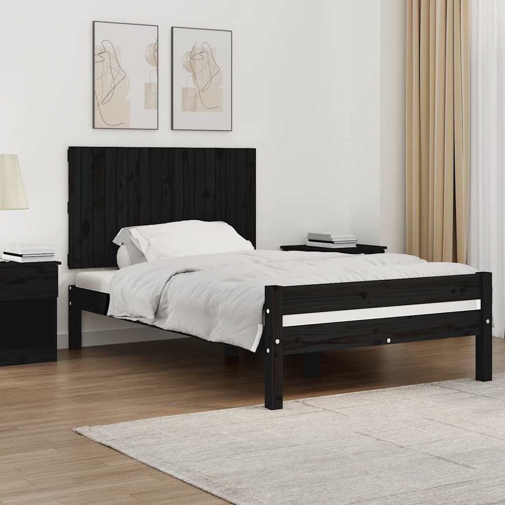vidaXL Wall Headboard Black 108x3x60 cm Solid Pine Wood
