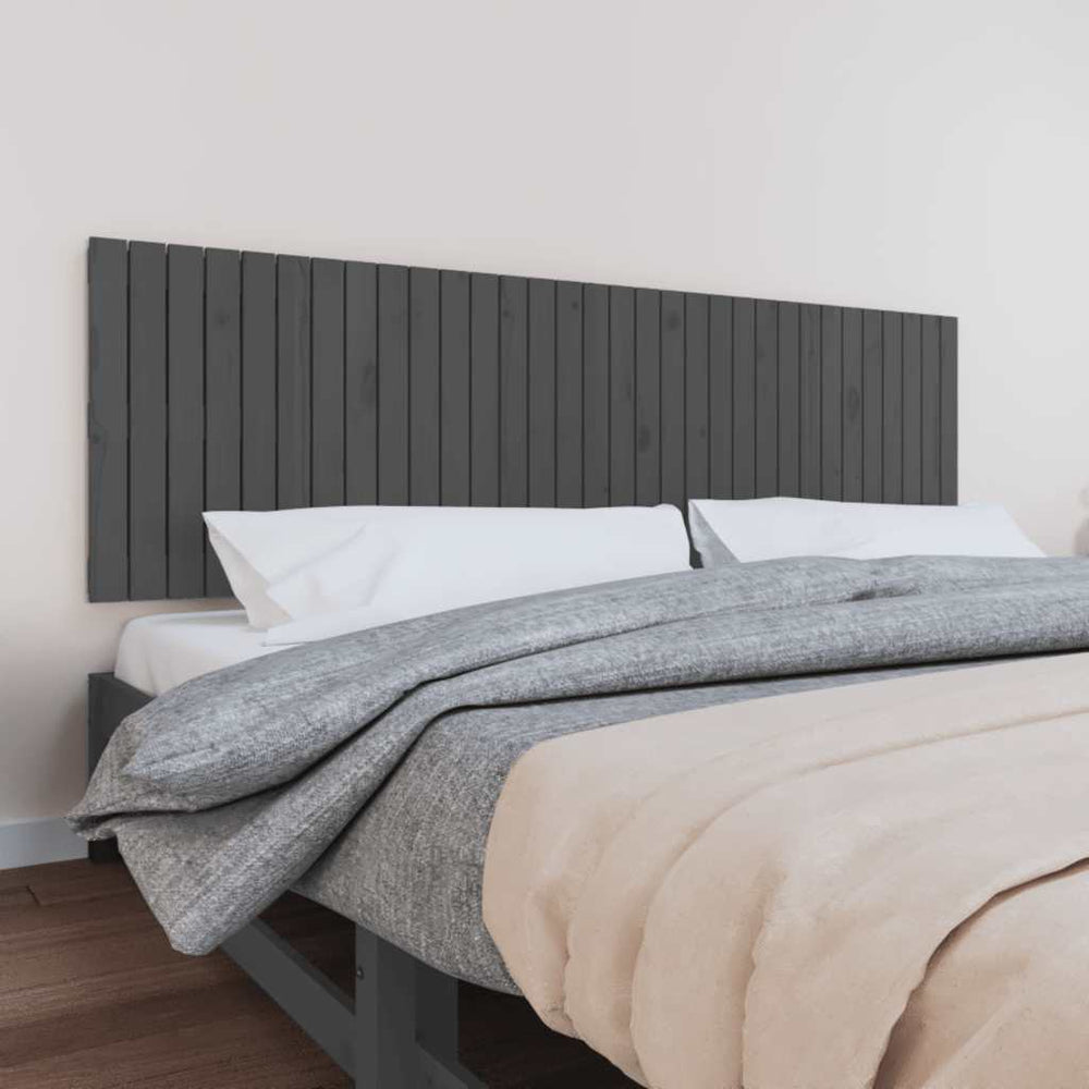 vidaXL Wall Headboard Grey 204x3x60 cm Solid Pine Wood