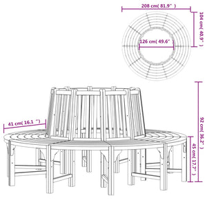 vidaXL Tree Bench Round Ø208 cm Solid Eucalyptus Wood