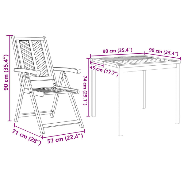 vidaXL Garden Dining Set 3 pcs Brown Solid Acacia Wood