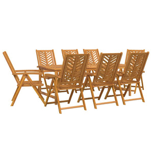 vidaXL Garden Dining Set 9 pcs Brown Solid Acacia Wood