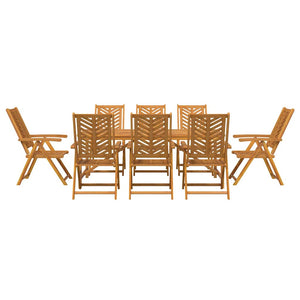 vidaXL Garden Dining Set 9 pcs Brown Solid Acacia Wood