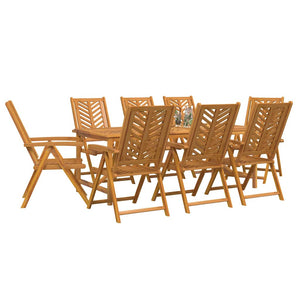 vidaXL Garden Dining Set 9 pcs Brown Solid Acacia Wood
