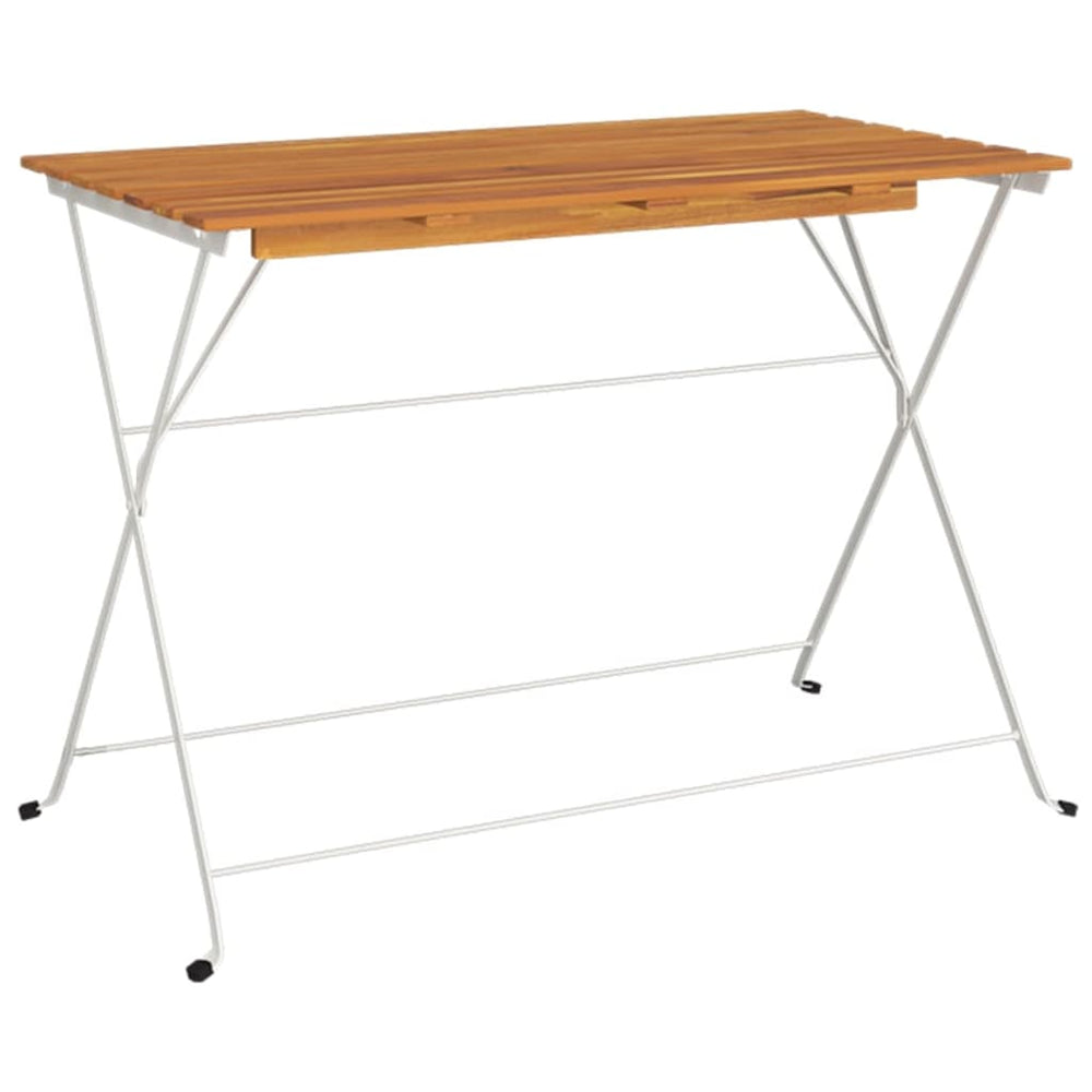 vidaXL Folding Bistro Table 100x54x71 cm Solid Acacia Wood and Steel