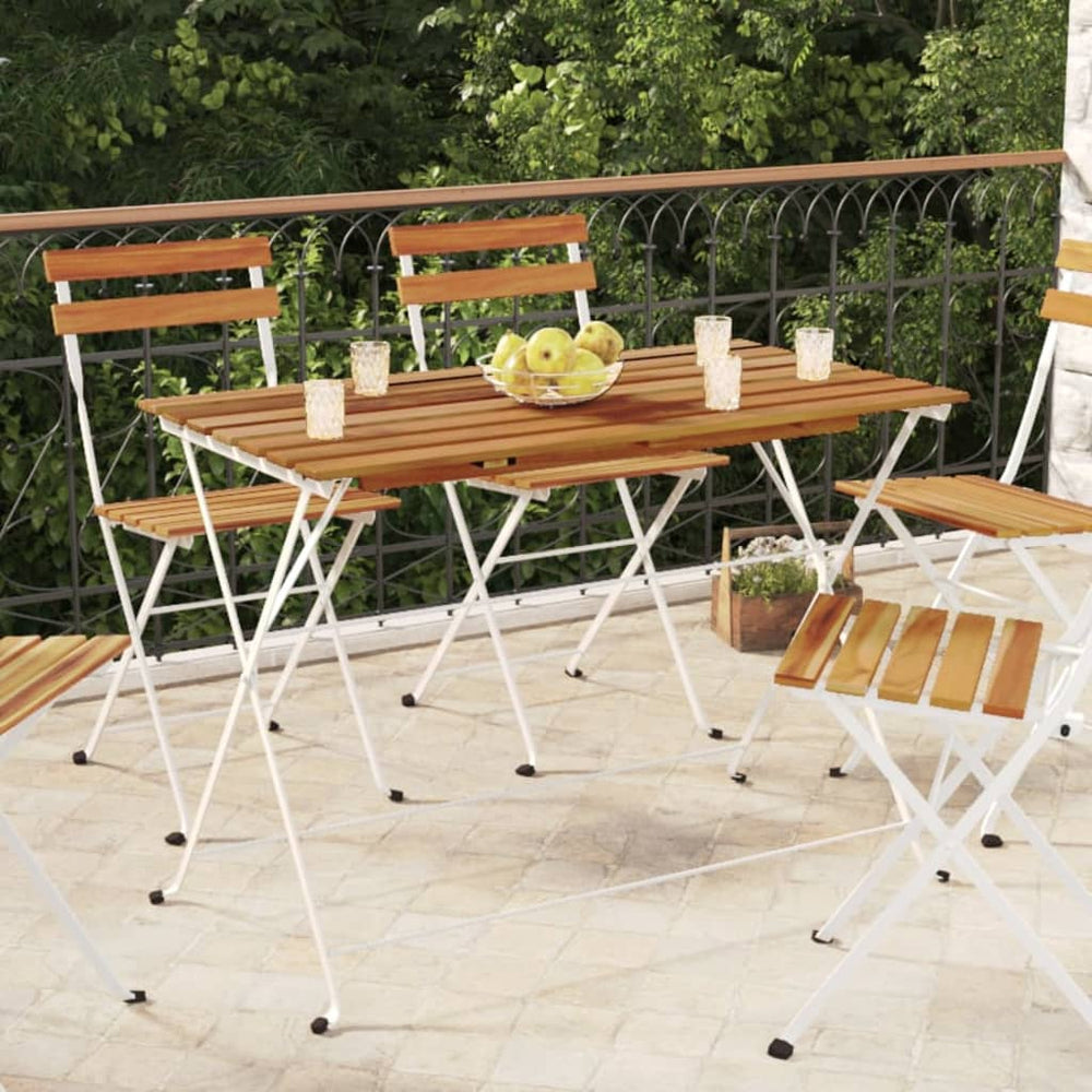 vidaXL Folding Bistro Table 100x54x71 cm Solid Acacia Wood and Steel