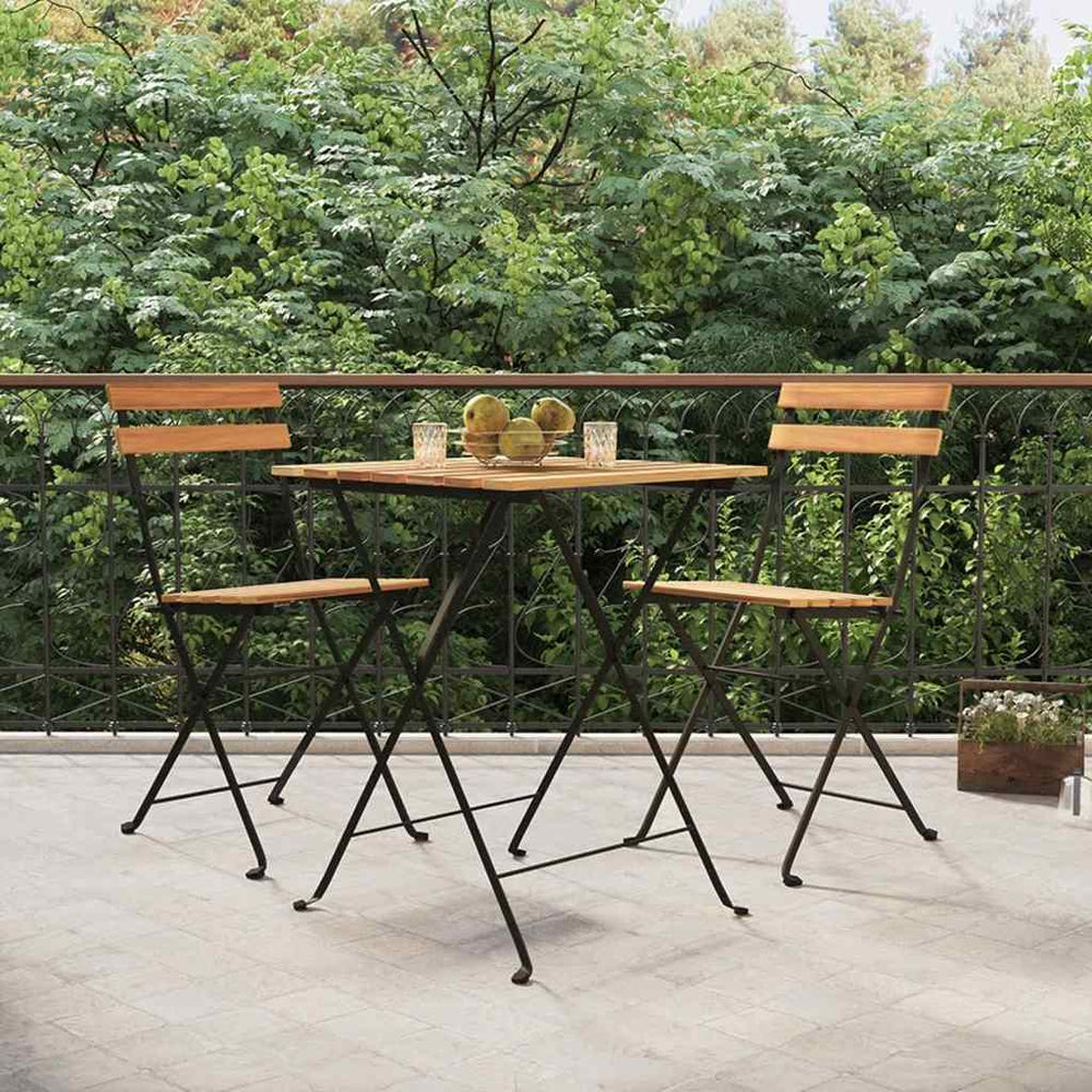 vidaXL 3-Piece Bistro Set Foldable Solid Teak and Steel